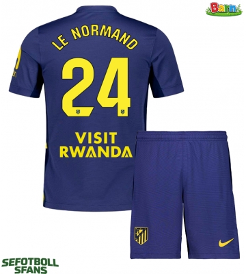 Atletico Madrid Robin Le Normand #24 Bortaställ Barn 2025-26 Kortärmad (+ Korta byxor)